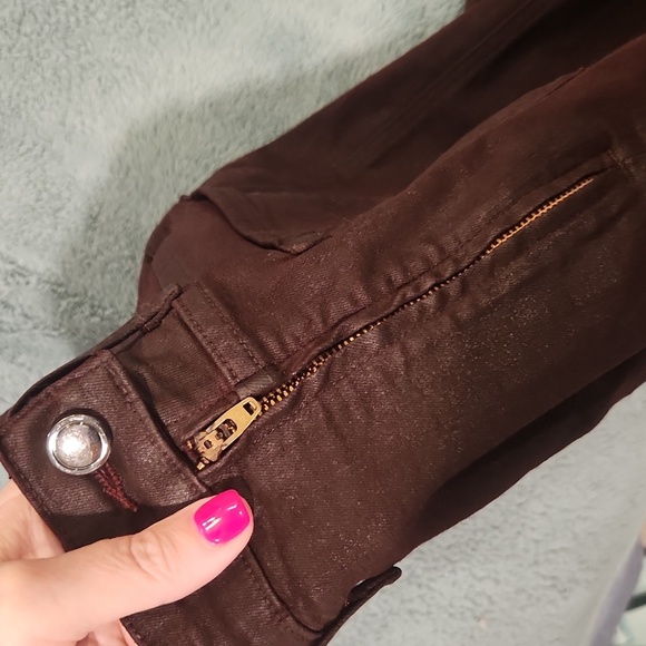 Good American Waxed Denim Deep Red Mini Skirt Size 00/24 - Picture 10 of 12